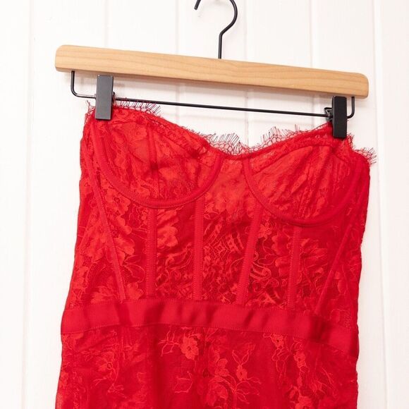 RÊVE RICHE Ema Dress Red Strapless Corset Mini - Picture 3 of 9